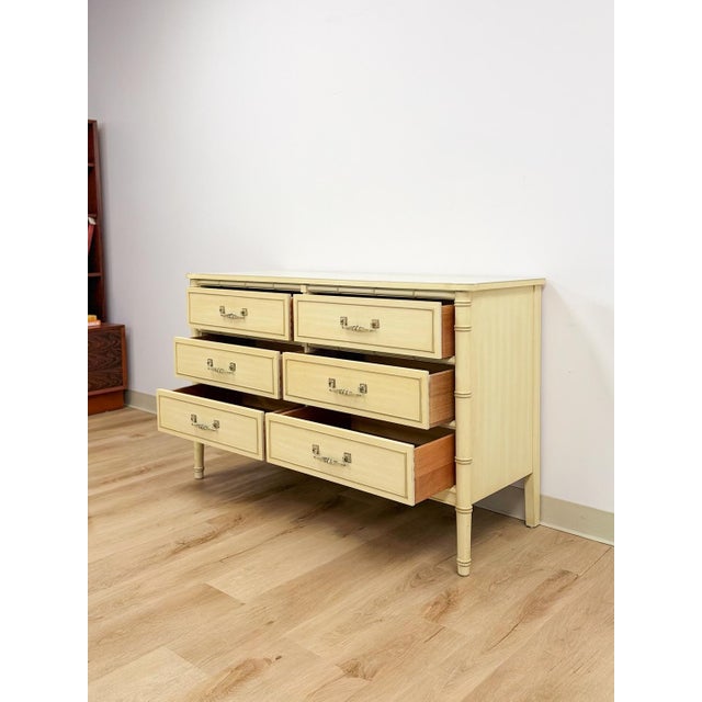 Henry Link Bali Hai Cream Faux Bamboo Six Drawer Dresser Hollywood Regency For Sale - Image 12 of 14
