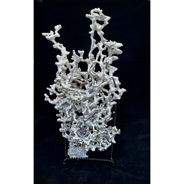 Late 20th Century Large Aluminum Ant Colony Cast Sculpture on Stand — Organic Brutalist Form For Sale - Image 5 of 6