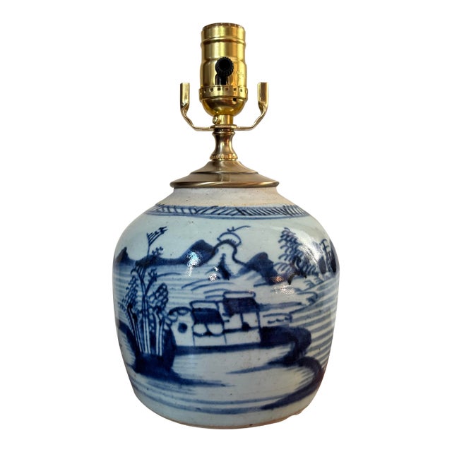 Asian 19th Century Porcelain Vase Lamp For Sale