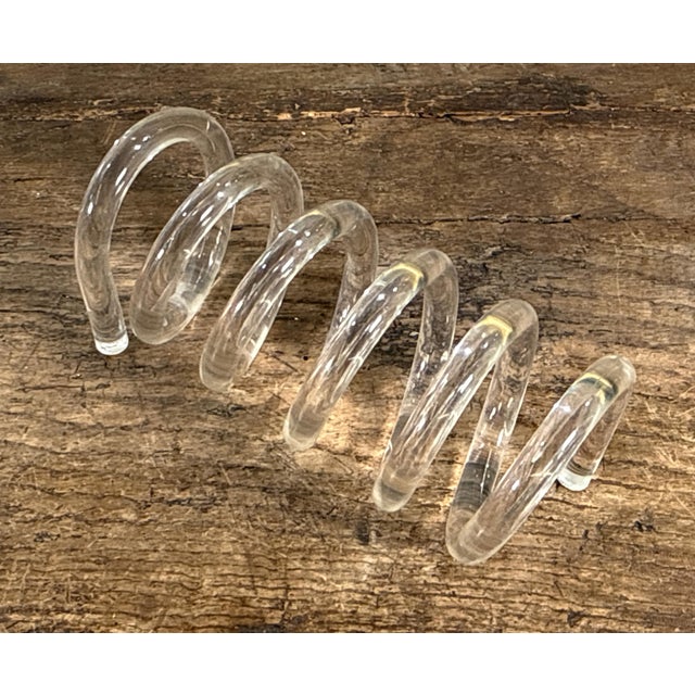 Plastic Mid Century Modern Dorothy Thorpe Style Lucite Spiral Letter Holder Desk Accessory For Sale - Image 7 of 7