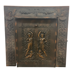 19th-Century Fischer-Leaf Co. Cast Iron Fireplace Summer Cover – Demopolis, Al Estate 27"h X 20.5w"