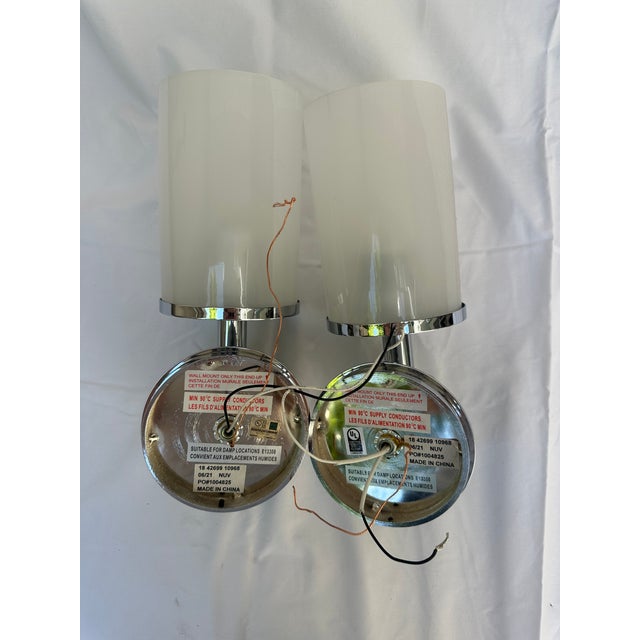 2020s Two Henry Wall Mounted Single Arm Sconces With Etched Glass Shade For Sale - Image 5 of 6