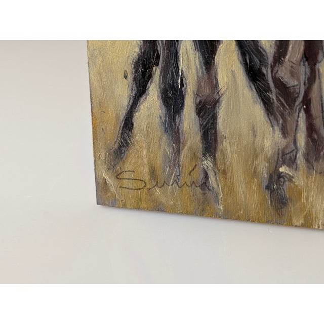 1980s 20th Century, Portrait of a Donkey in Maternity, 1980s, Oil Painting on Panel For Sale - Image 5 of 9