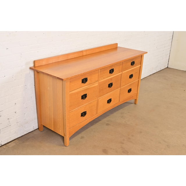Late 20th Century Stickley Harvey Ellis Collection Mission Oak Arts & Crafts Nine-Drawer Triple Dresser For Sale - Image 5 of 15