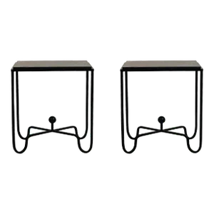 Entretoise' Black Limestone Night Stands by Design Frères - a Pair