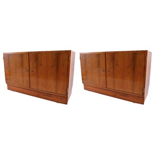 Pair Danish Modern Two-Door Cabinets in Rosewood For Sale