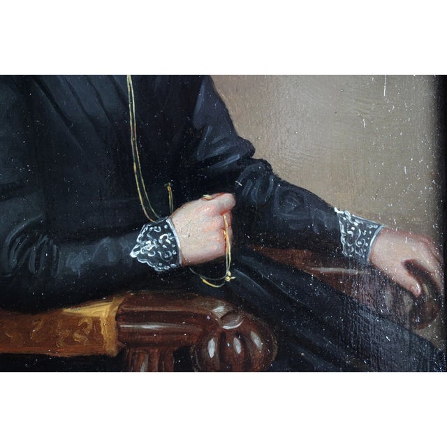 Biedermeier Artist, Portrait of a Young Lady Seated, Oil on Canvas, 1840, Framed For Sale - Image 13 of 14