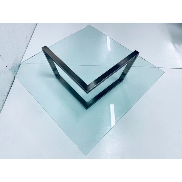 Metal Design Institute of America Dia Glass and Brushed Chrome Coffee Table For Sale - Image 7 of 13