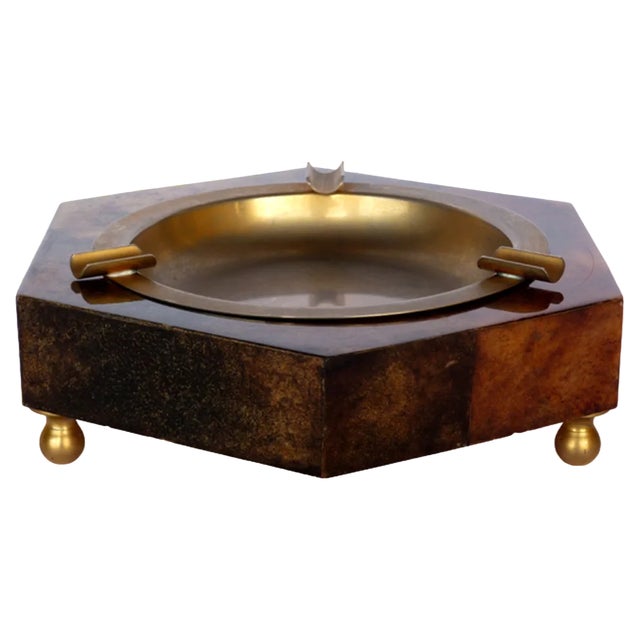 Mid-Century Parchment Goatskin Ashtray from Aldo Tura Design Italia, 1950s For Sale