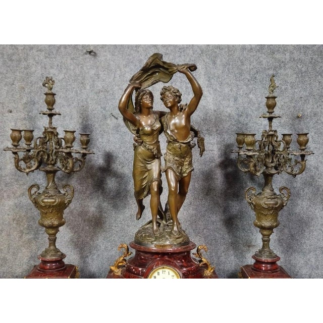 Mantelpiece Set with Clock and Candleholders, Set of 3 For Sale - Image 5 of 7