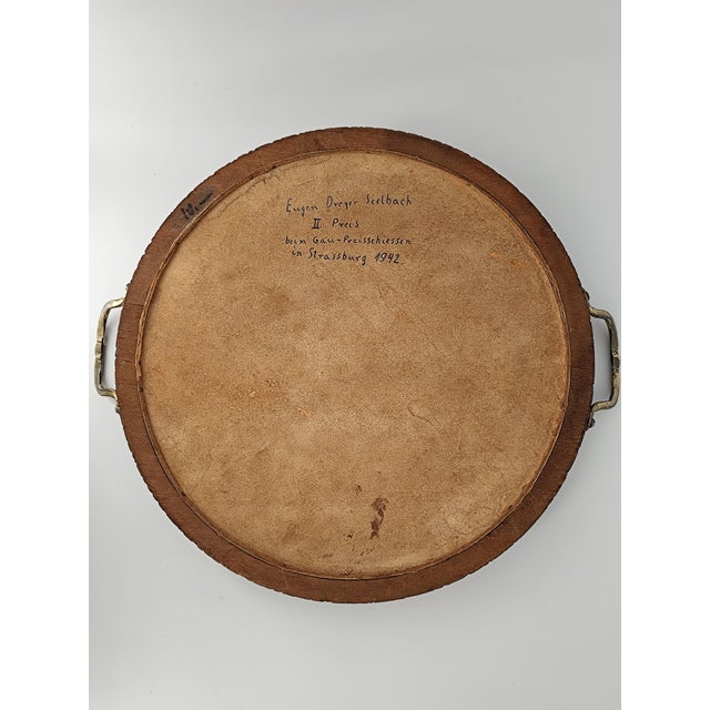 Vintage Serving Tray with Brass Handles, 1942 For Sale - Image 3 of 4