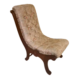 Late 19th Century Japanese Obi Nursing Slipper Chair With Original Japanese Silk Upholstery