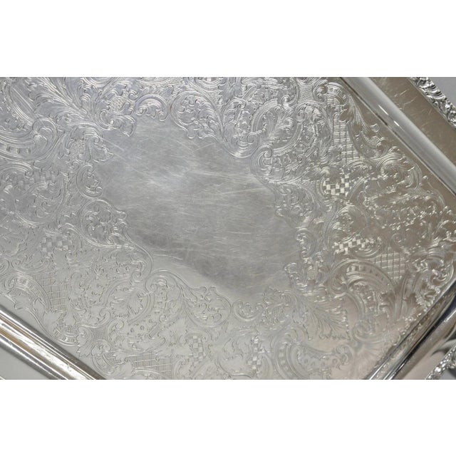 Vintage Victorian Silver Plated Twin Handle Platter Bar Tray by Henley Community For Sale - Image 10 of 13