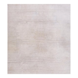 1950s White Cream Modern Tribal Vintage Kilim Nw Persian Flat Woven Rug 7'10" X 9'2" Wool Carpet For Sale