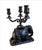For your consideration . . . A vintage ornate four-arm elephant candelabra made of heavy weight patinated metal with a...