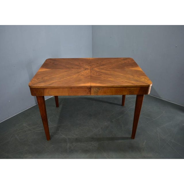 Extendable Dining Table in Walnut by Jindrich Halabala, Czechoslovakia, 1939 For Sale - Image 13 of 18