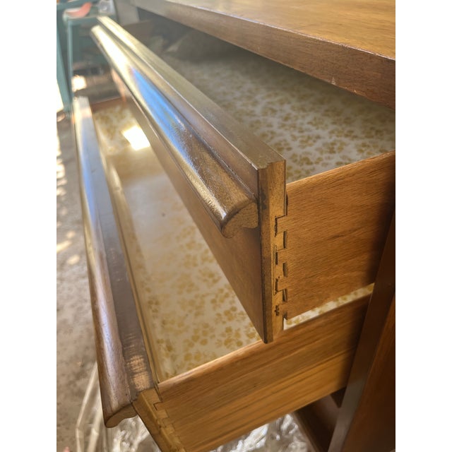 Mid Century Modern Walnut Bassett 3 Drawer Credenza With Cabinet For Sale - Image 9 of 10