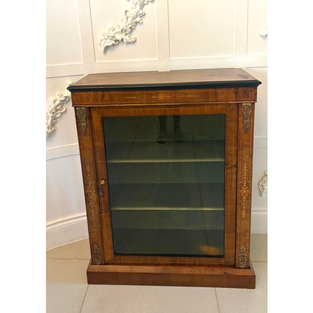 Antique Victorian English Walnut Inlaid Pier Cabinet Display, 1860s For Sale - Image 11 of 11