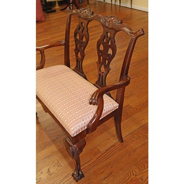1990s Century Chair Co. Mahogany Chippendale Style Bench Loveseat Settee For Sale - Image 4 of 8