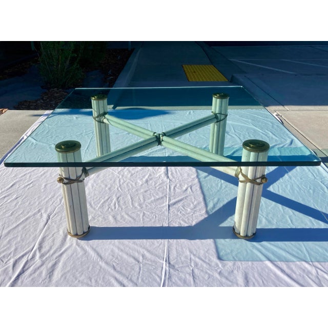 Mid 20th Century Mid 20th Century Faux Bamboo & Glass Coffee Table From McGuire San Francisco For Sale - Image 5 of 13