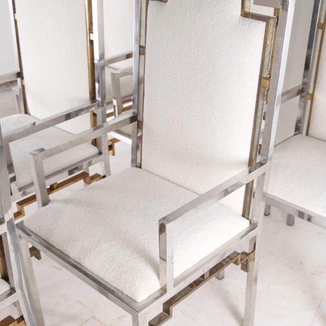 Vintage Steel and Brass Armchairs, 1970s, Set of 6 For Sale - Image 9 of 11