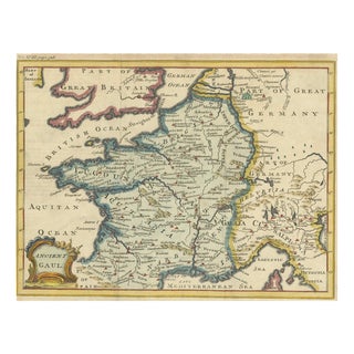 Antique Hand-Colored Map of Ancient Gaul, 1748 For Sale