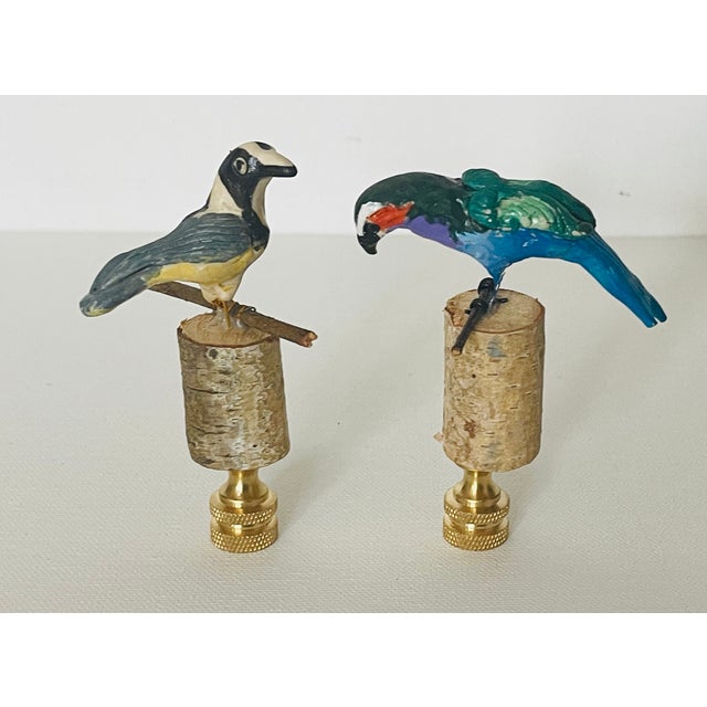 1970s 1970s Cute Artisan Made Birds Figurines Lamp Finials For Sale - Image 5 of 5