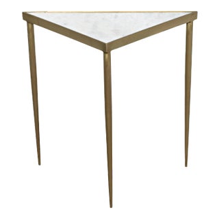 NOIR Comet Triangle Side Table in Stone and Metal with Brass Finish - Large For Sale