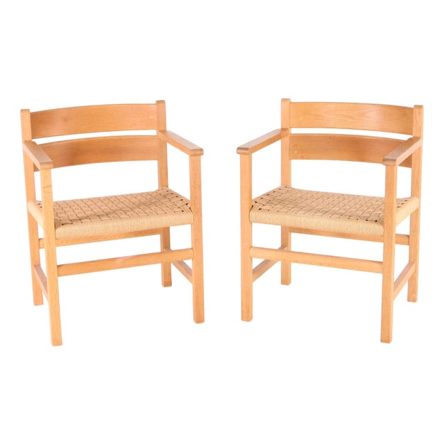 Wooden and Rope Armchairs, 1970s, Set of 2 For Sale