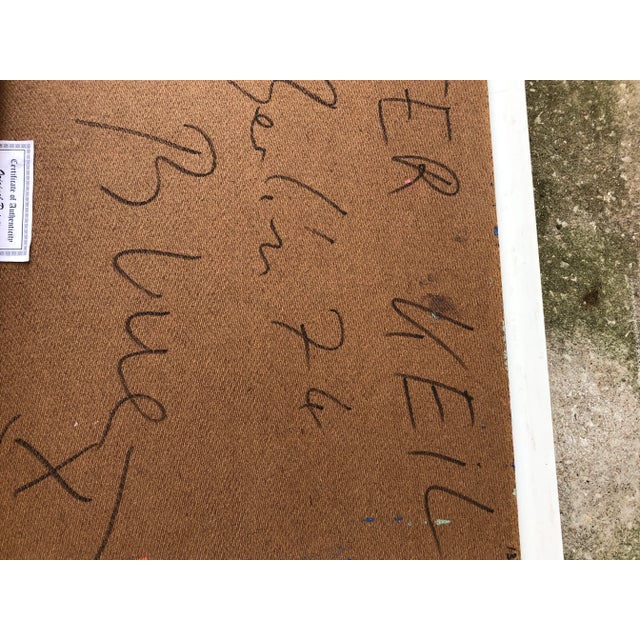 Vintage Peter Robert Keil Blue Period 1974 Signed Expressionist Portrait Painting With Certificate of Authenticity For Sale - Image 12 of 13