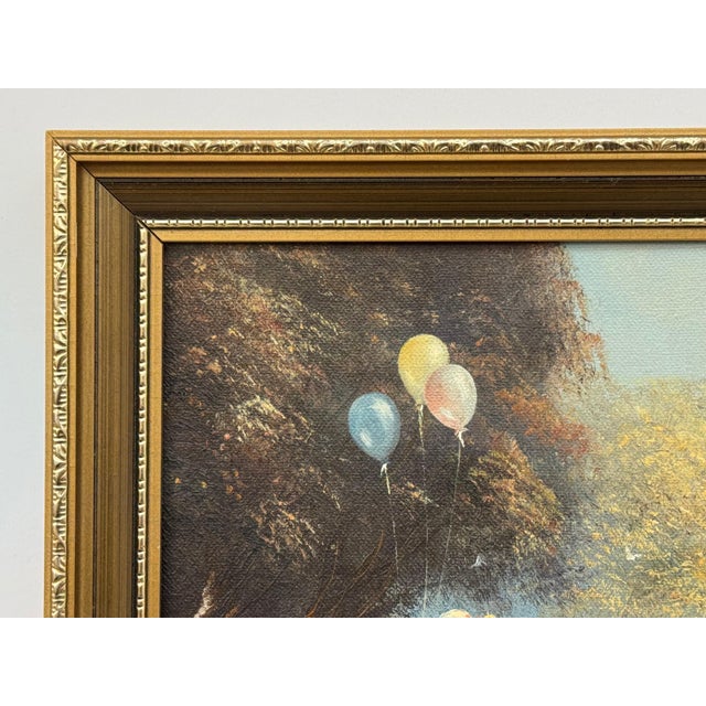 Figurative Oil Painting of Children Playing on Summers Day in the English Countryside 1980 Circa For Sale - Image 3 of 15
