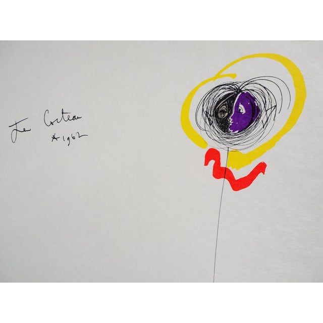 Modern Raymond Moretti and Jean Cocteau, Faces and Fish, Original Lithograph For Sale - Image 3 of 6