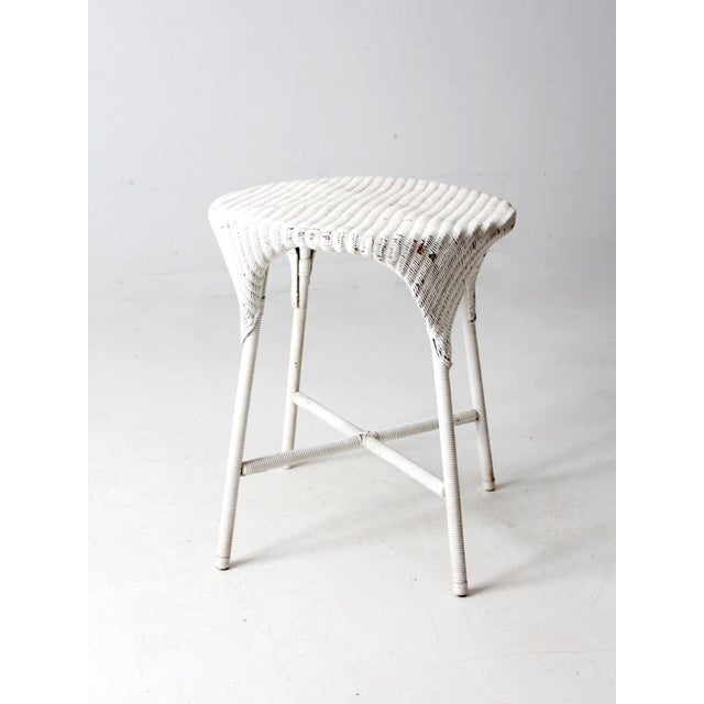 Antique White Wicker Parlor Table For Sale - Image 9 of 12