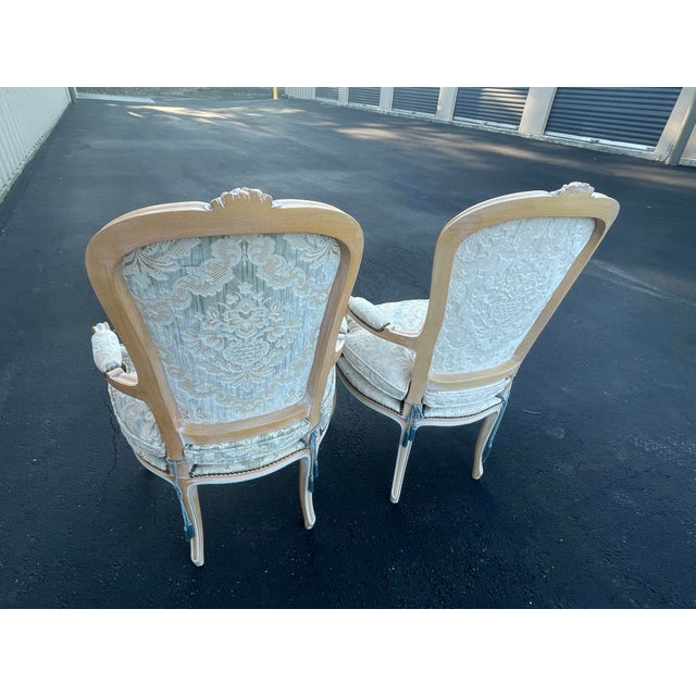 1970s Pair of Vintage French-Style Bergère Armchairs For Sale - Image 5 of 11