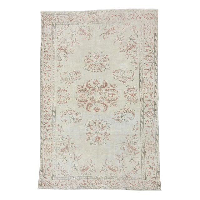 1960s Vintage Faded Turkish Rug- 5′9″ × 8′8″ For Sale
