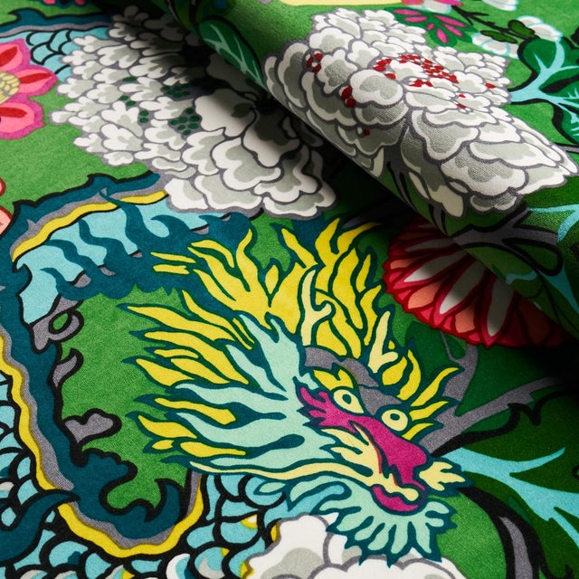 Not Yet Made - Made To Order Sample - Schumacher Chiang Mai Dragon Velvet Fabric in Jade For Sale - Image 5 of 5