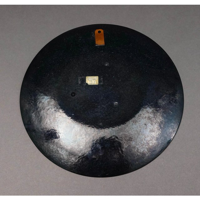 Sasha Brastoff California Mid-Century Modern Floral Daisies Enamel on Copper Hanging Plate For Sale In Miami - Image 6 of 7