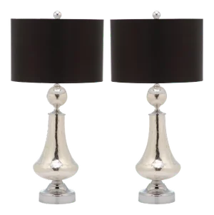 Glass 25.5 Inch H Table Lamp in Ivory & Silver - a Pair