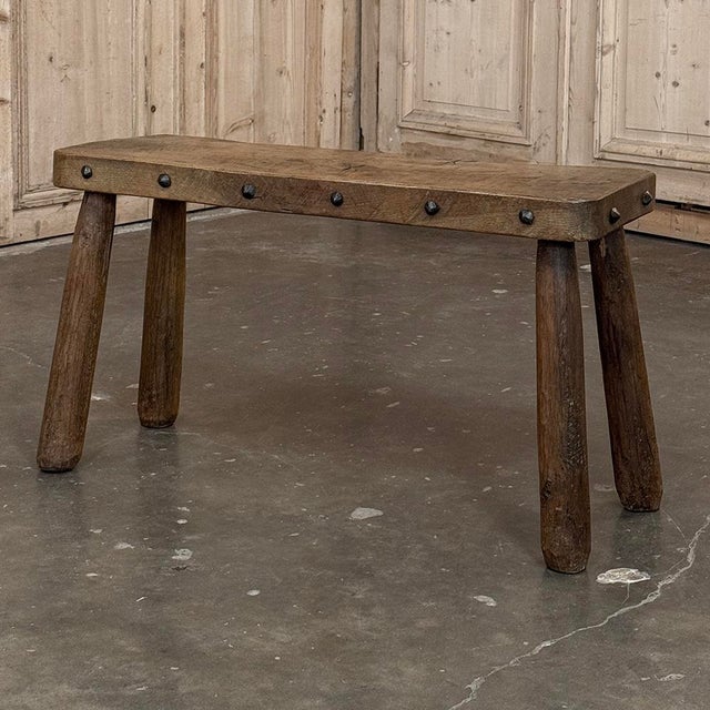 Rustic Mid-Century Brutalist Bench ~ Stool For Sale - Image 4 of 16
