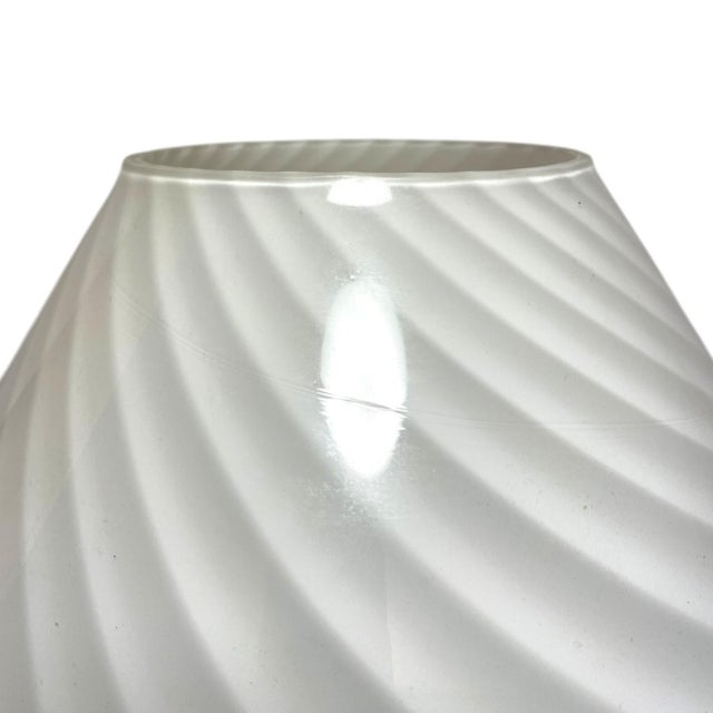 Mid 20th Century Vintage Murano Mushroom Table Lamp White Swirl Art Glass Decor For Sale - Image 5 of 12