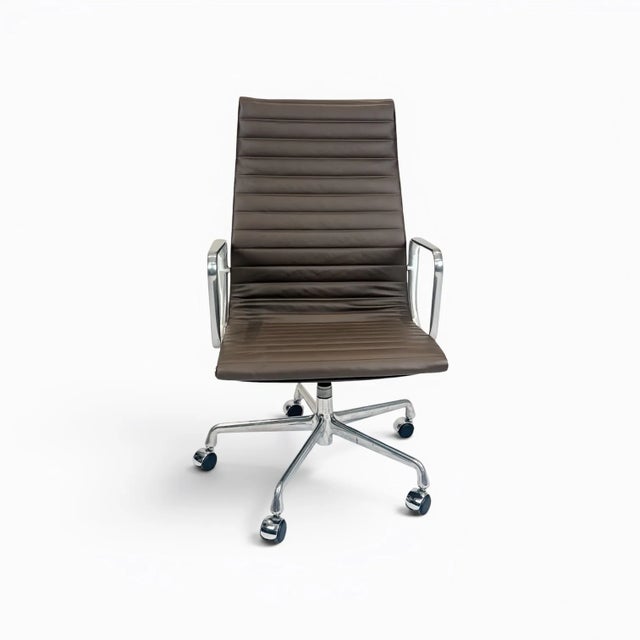 Early 21st Century Herman Miller Eames Aluminum Group High-Back Executive Office Chair - Brown Leather For Sale - Image 5 of 11