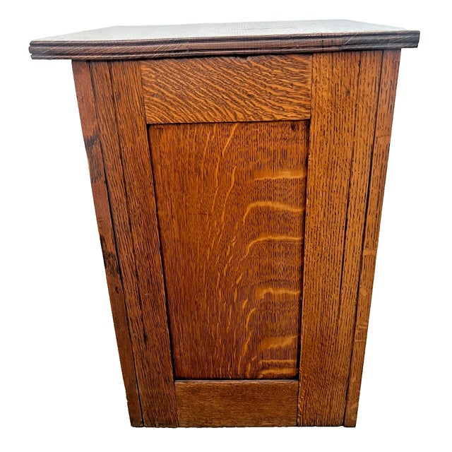 Wood Antique Nightstand, Small Chest, Mission Arts & Crafts Quarter Sawn Oak 3 Drawer For Sale - Image 7 of 11
