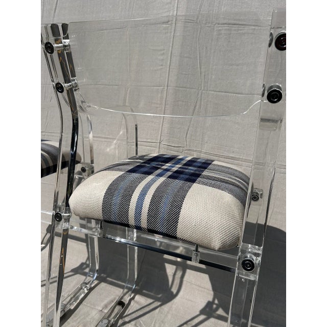 Pair of 1970's Counter Height Lucite Barstools For Sale - Image 11 of 16