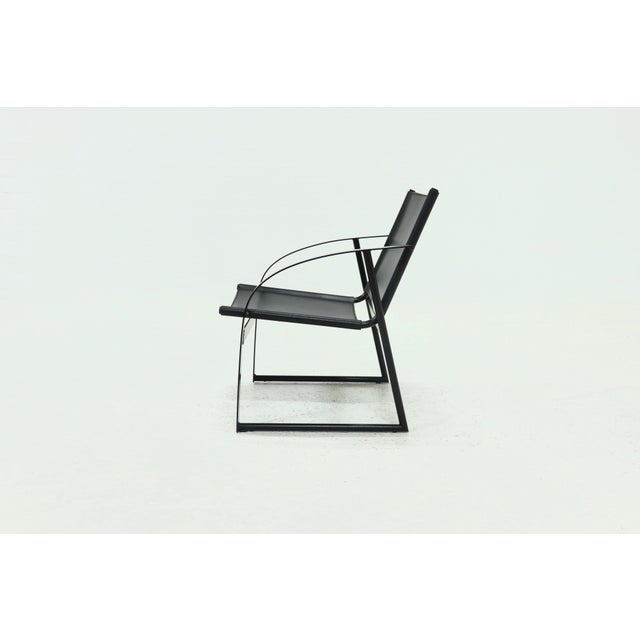 Postmodern Saddle Leather and Steel Lounge Chair, 1980s For Sale - Image 4 of 15