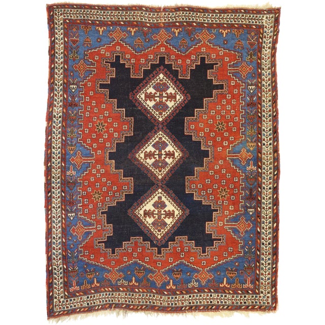 Textile Antique Persian Shiraz Rug - 04'04 x05'07 For Sale - Image 7 of 7