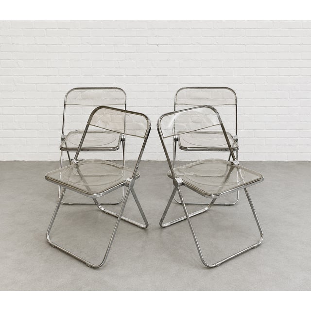 Castelli Mid Century Modern Italian Lucite "Plia" Folding Chairs by Giancarlo Piretti for Castelli, C. 1970s For Sale - Image 4 of 14