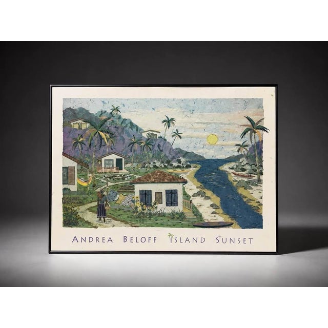 Framed Andrea Beloff Tropical Island Sunset Poster For Sale - Image 4 of 6