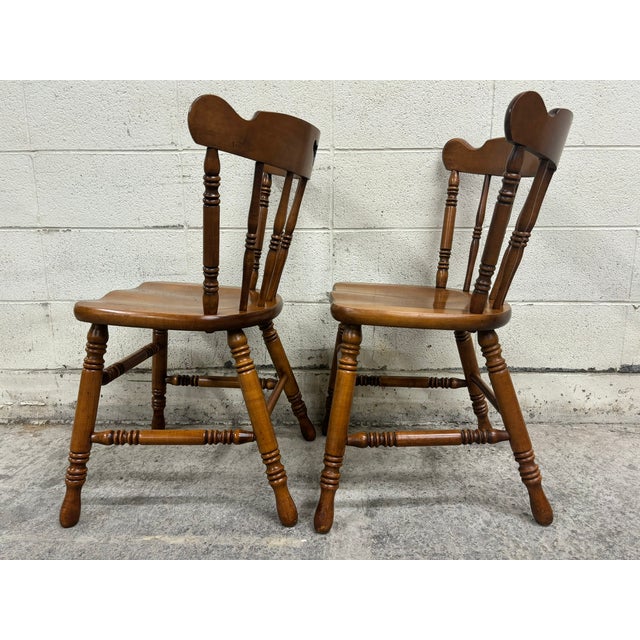 Vintage Tell City Hard Rock Maple Dining Side Chairs - Pair For Sale - Image 9 of 10