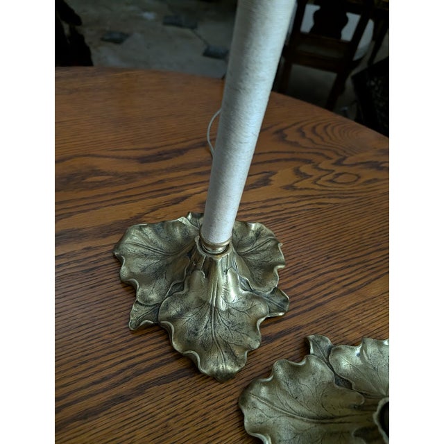 Vintage Art Nouveau Gold Leaf Base Table Lamps For Sale - Image 9 of 12