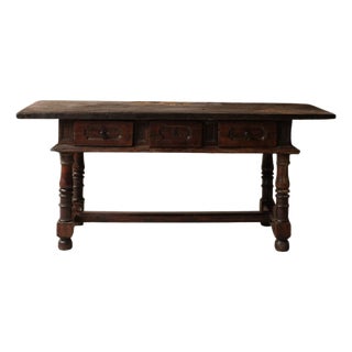 17th Century French Oak & Walnut Console Table For Sale
